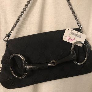 AUTHENTIC Black Gucci clutch/shoulder bag purse